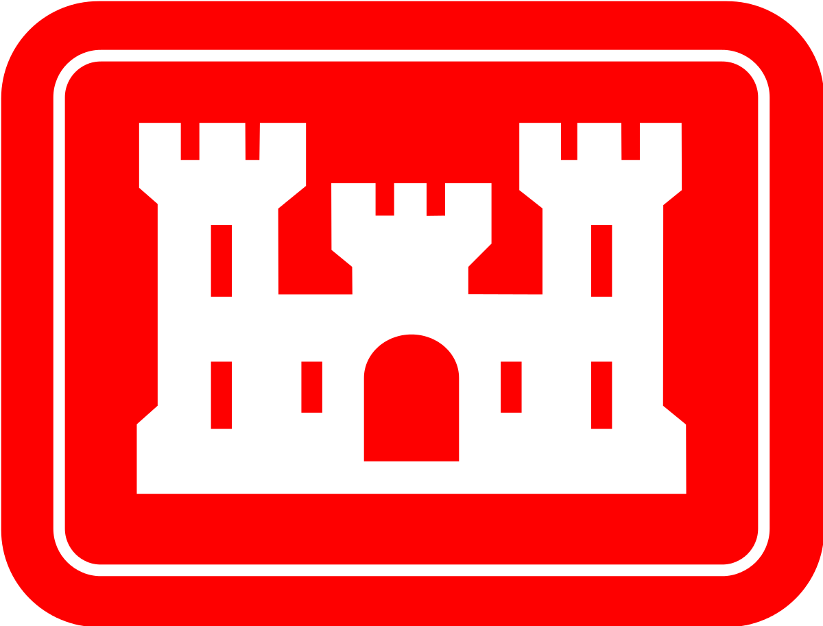 A red and white castle sign with no background